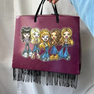 Vintage Y2K authentic BRATZ doll fringe bag glitter case burgundy nostalgic 2002